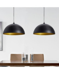 Plafonniers 2 pcs Hauteur réglable Semi-sphérique Noir | Mobilier & Déco