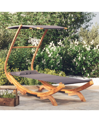 Lit repos et auvent 100x190x134cm Bois courbé massif Anthracite | Mobilier & Déco
