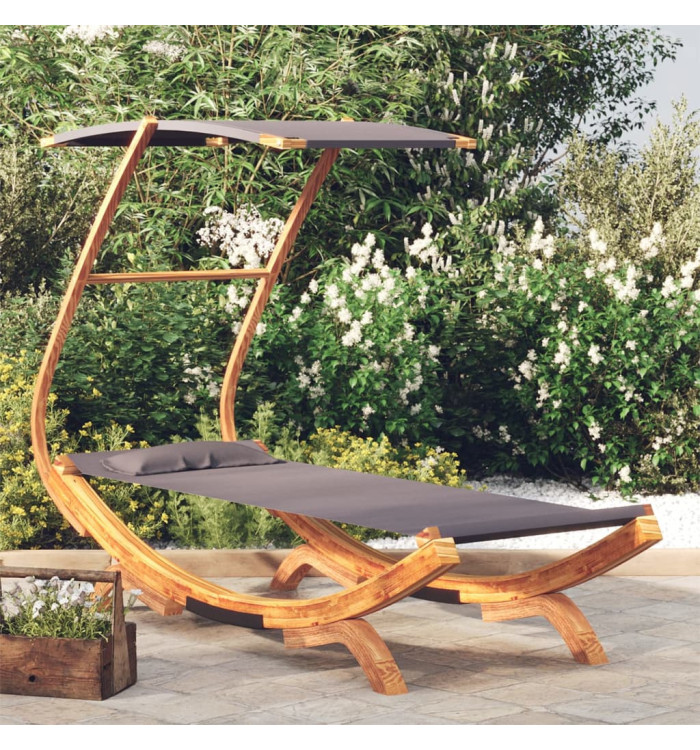 Lit repos et auvent 100x190x134cm Bois courbé massif Anthracite | Mobilier & Déco