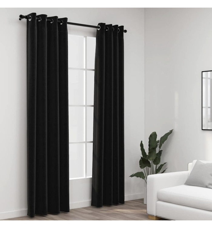 Rideaux occultants Aspect de lin 2 pcs Anthracite 140x245 cm | Mobilier & Déco