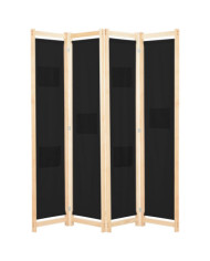 Cloison de séparation 4 panneaux Noir 160x170x4 cm Tissu | Mobilier & Déco