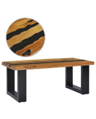 Table basse 100x50x40 cm Bois de teck massif et pierre de lave | Mobilier & Déco