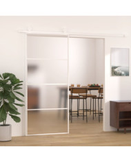 Porte coulissante Verre ESG dépoli et aluminium 90x205 cm Blanc | Mobilier & Déco