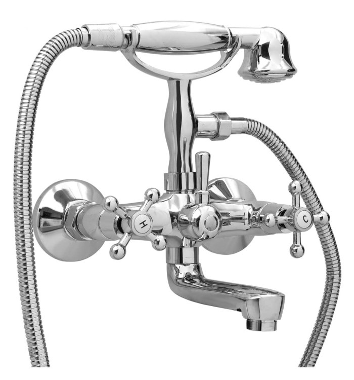 Robinet de baignoire à 2 poignées et déviateur de douche Chrome | Mobilier & Déco