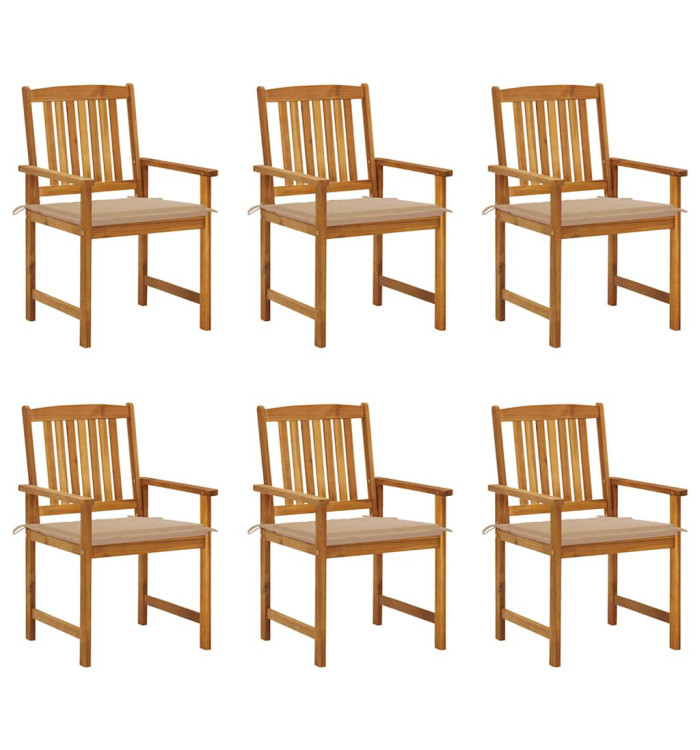 Chaises de jardin avec coussins lot de 6 Bois d'acacia massif | Mobilier & Déco