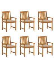 Chaises de jardin avec coussins lot de 6 Bois d'acacia massif | Mobilier & Déco