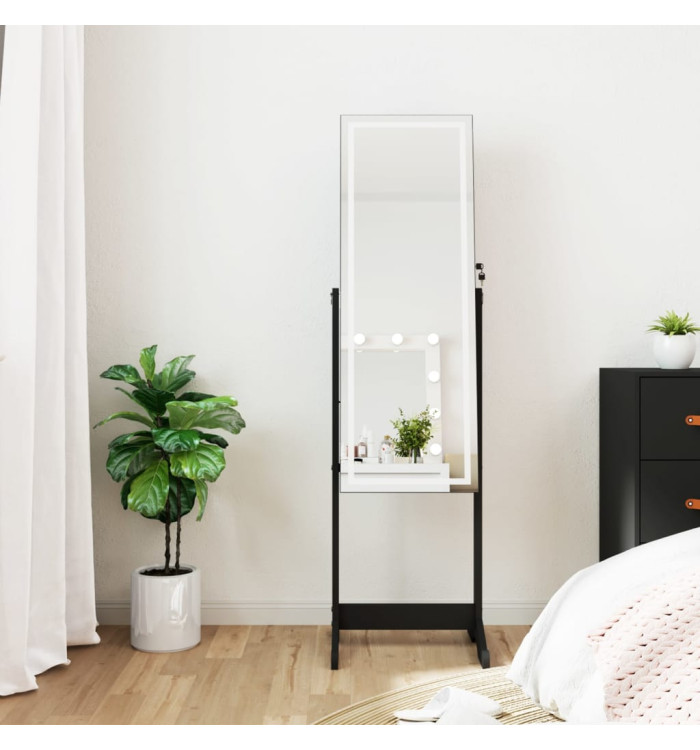 Armoire à bijoux miroir avec lumières LED sur pied noir | Mobilier & Déco
