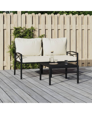 Chaises de jardin et coussins sable lot de 2 62x75x79 cm acier | Mobilier & Déco