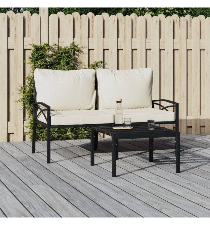 Chaises de jardin et coussins sable lot de 2 62x75x79 cm acier | Mobilier & Déco