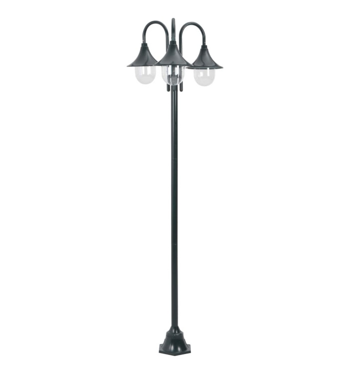 Lampadaire de jardin E27 220cm Aluminium 3 lanternes Vert foncé | Mobilier & Déco