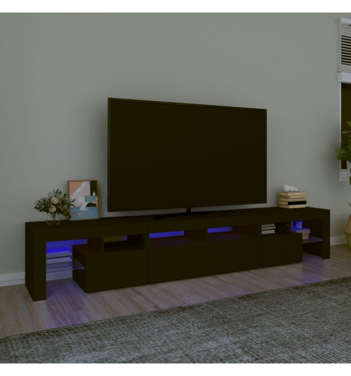 Meuble TV avec lumières LED Noir 230x36,5x40 cm | Mobilier & Déco