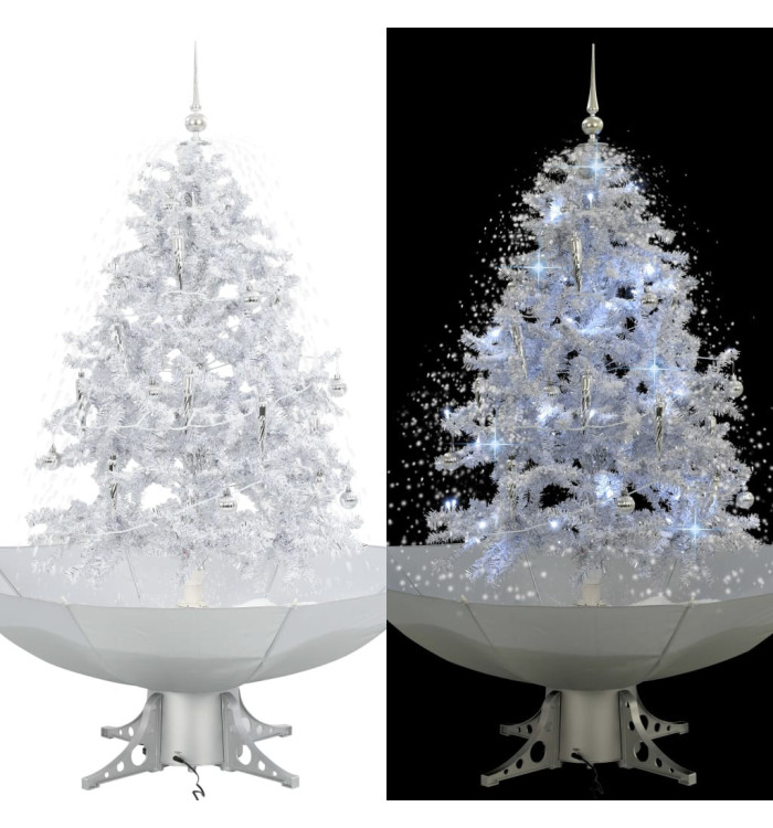 Arbre de Noël neigeux avec base de parapluie Blanc 140 cm | Mobilier & Déco