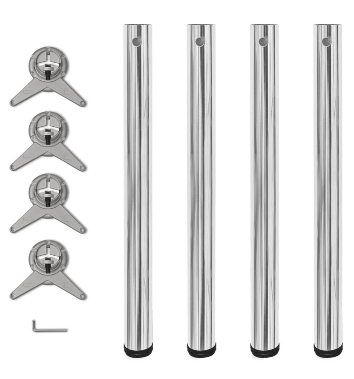 4 pieds de table réglables en hauteur 710 mm Chromé | Mobilier & Déco