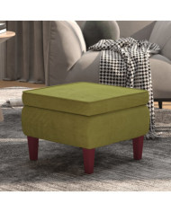 Tabouret avec pieds en bois Vert clair Velours | Mobilier & Déco