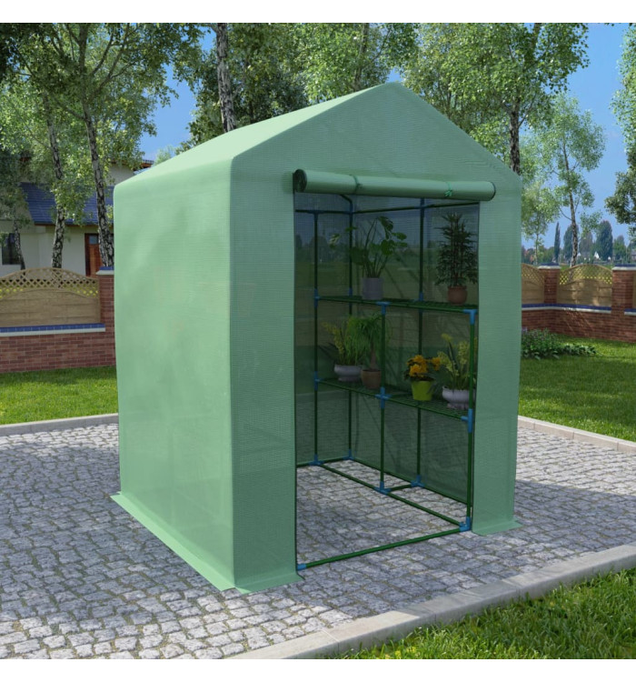 Serre avec étagères Acier 143x143x195 cm | Mobilier & Déco