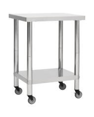 Table de travail de cuisine avec roues 80x30x85 cm Inox | Mobilier & Déco