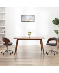 Chaise pivotante à manger Gris Bois courbé et tissu | Mobilier & Déco