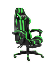 Fauteuil de jeux vidéo avec repose-pied Noir et vert Similicuir | Mobilier & Déco