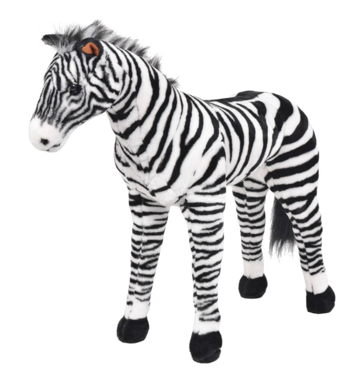 Jouet en peluche Zèbre Noir et blanc XXL | Mobilier & Déco