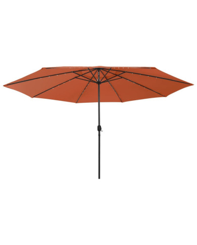 Parasol de jardin avec lumières LED et mât en métal terre cuite | Mobilier & Déco