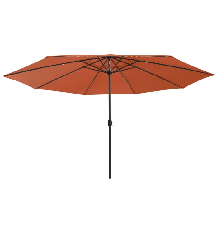 Parasol de jardin avec lumières LED et mât en métal terre cuite | Mobilier & Déco