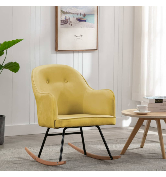 Chaise à bascule Jaune moutarde Velours | Mobilier & Déco