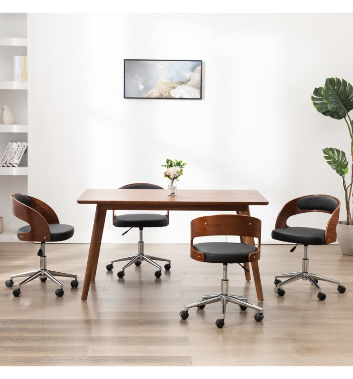 Chaises pivotantes à manger lot de 4 bois courbé et similicuir | Mobilier & Déco