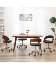 Chaises pivotantes à manger lot de 4 bois courbé et similicuir | Mobilier & Déco