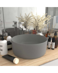 Lavabo rond de luxe Gris clair mat 40x15 cm Céramique | Mobilier & Déco