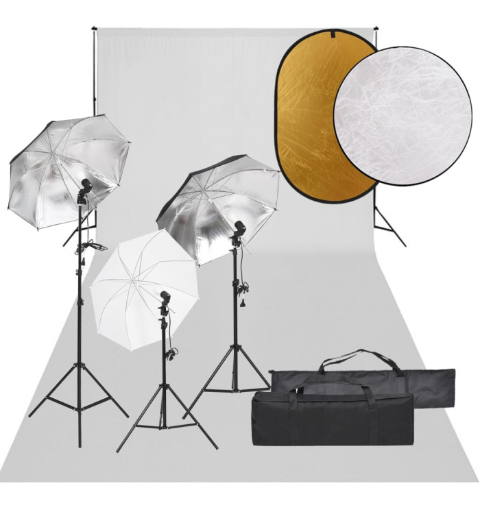 Kit de studio photo avec éclairage toile de fond et réflecteur | Mobilier & Déco