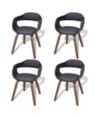 Chaises à manger lot de 4 noir bois courbé et similicuir | Mobilier & Déco
