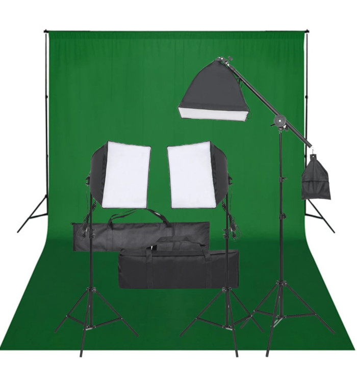 Kit de studio photo avec éclairage et toile de fond | Mobilier & Déco