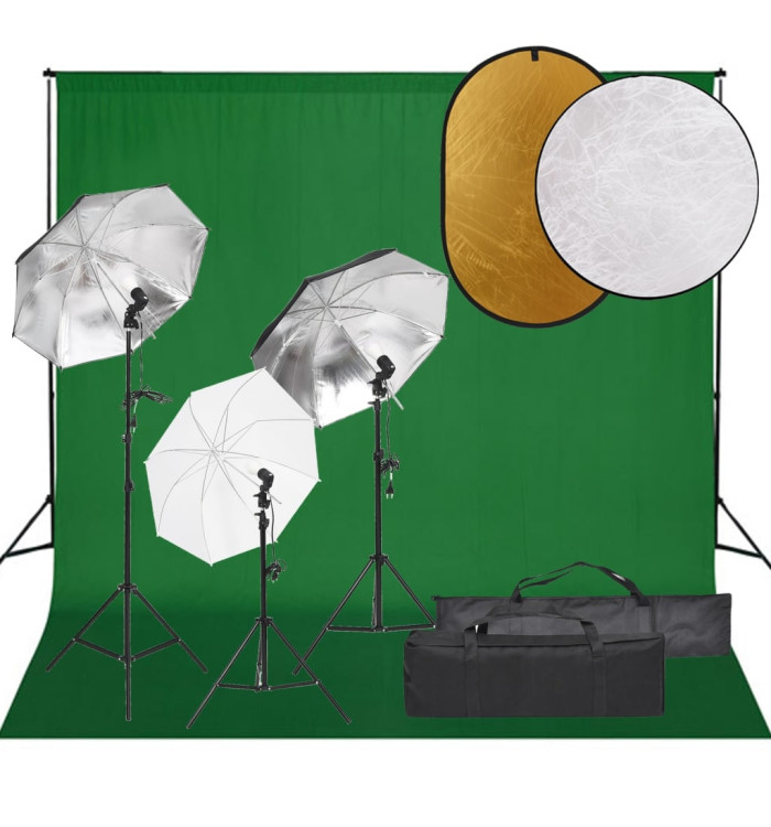 Kit de studio photo avec éclairage toile de fond et réflecteur | Mobilier & Déco