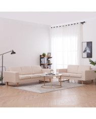 Ensemble de canapé 2 pcs tissu crème | Mobilier & Déco