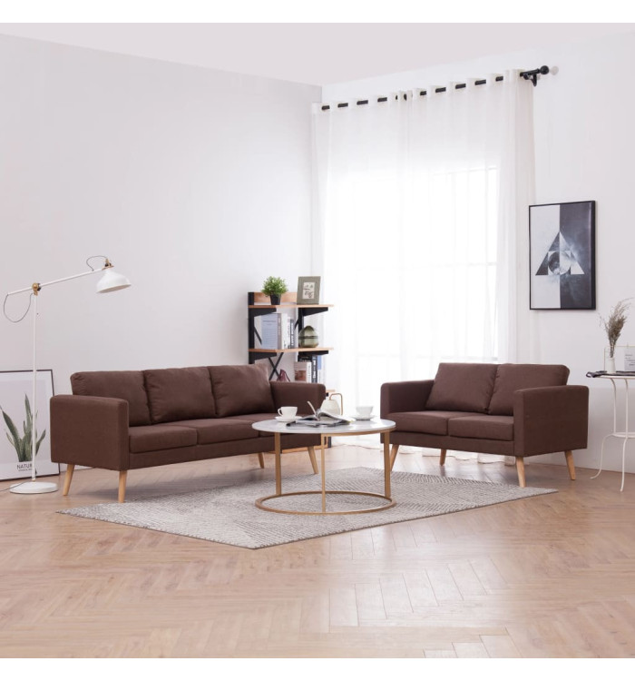 Ensemble de canapé 2 pcs tissu marron | Mobilier & Déco