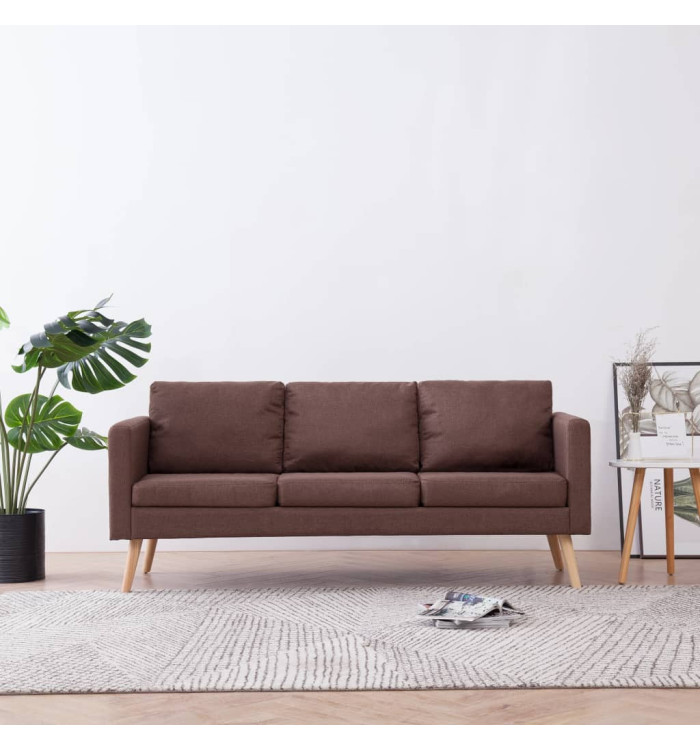 Canapé à 3 places tissu marron | Mobilier & Déco
