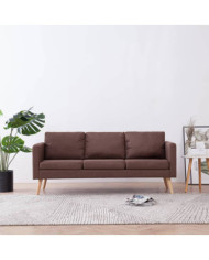 Canapé à 3 places tissu marron | Mobilier & Déco