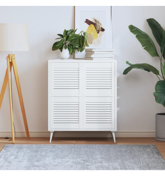 Portes d'armoire à persiennes 4pcs blanc 39,5x39,4cm pin massif | Mobilier & Déco
