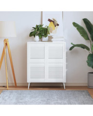 Portes d'armoire à persiennes 4pcs blanc 39,5x39,4cm pin massif | Mobilier & Déco