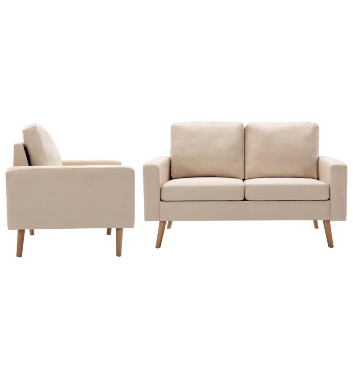 Ensemble de canapés 2 pcs Tissu Crème | Mobilier & Déco