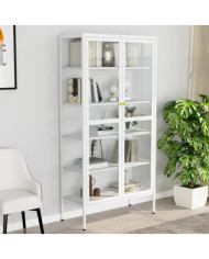Vitrine d'exposition Blanc 90x40x180 cm Acier et verre trempé | Mobilier & Déco