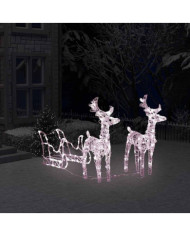 Décoration de Noël Rennes et traîneau 160 LED 130 cm Acrylique | Mobilier & Déco