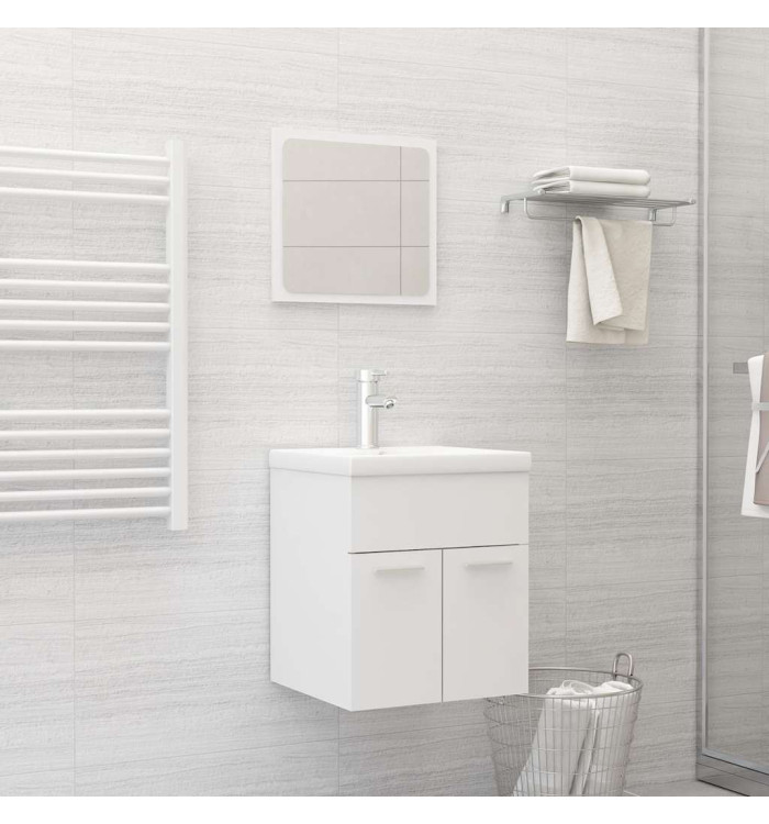 Ensemble de meubles de salle de bain 2 pcs Blanc Aggloméré | Mobilier & Déco