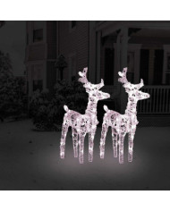 Rennes de Noël 2 pcs 80 LED Blanc chaud Acrylique | Mobilier & Déco