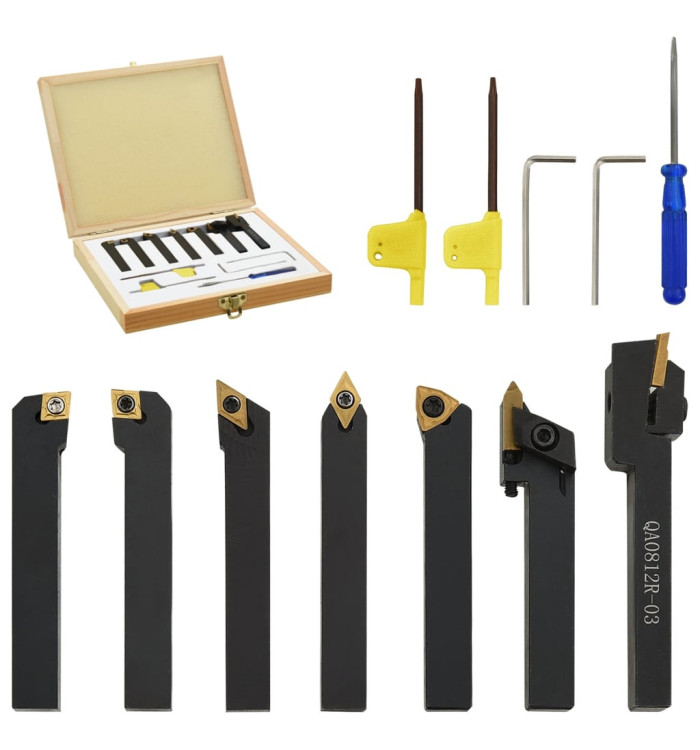 Jeu d’outils de tournage indexables 12 pcs 8x8 mm 70 mm | Mobilier & Déco