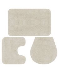 Jeu de tapis de salle de bain 3 pcs Tissu Blanc | Mobilier & Déco