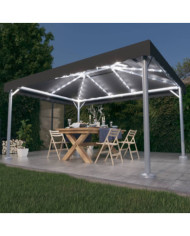 Tonnelle et guirlande lumineuse à LED 4x3m Anthracite Aluminium | Mobilier & Déco