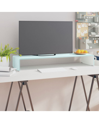 Meuble TV/Support pour moniteur 90x30x13 cm verre vert | Mobilier & Déco