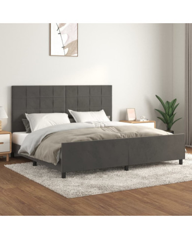 Cadre de lit sans matelas gris foncé 200x200 cm velours | Mobilier & Déco