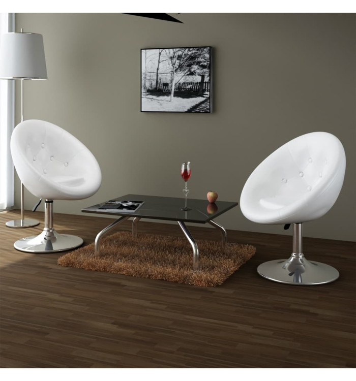 Tabourets de bar lot de 2 blanc similicuir | Mobilier & Déco